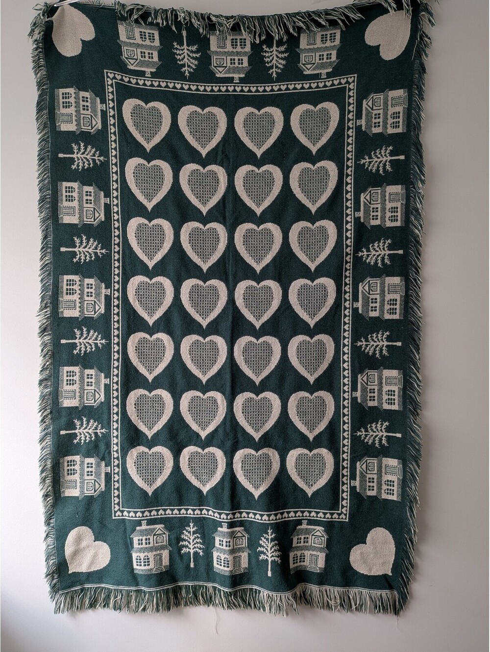 Vintage cottage core heart home throw blanket double side 47 x 70 back to school